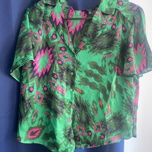 Vibrant Green and Pink Women's Top